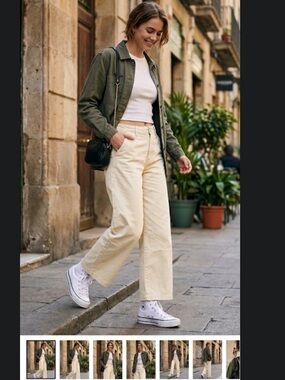 Cotton On Women's Wide Leg Cream Pants